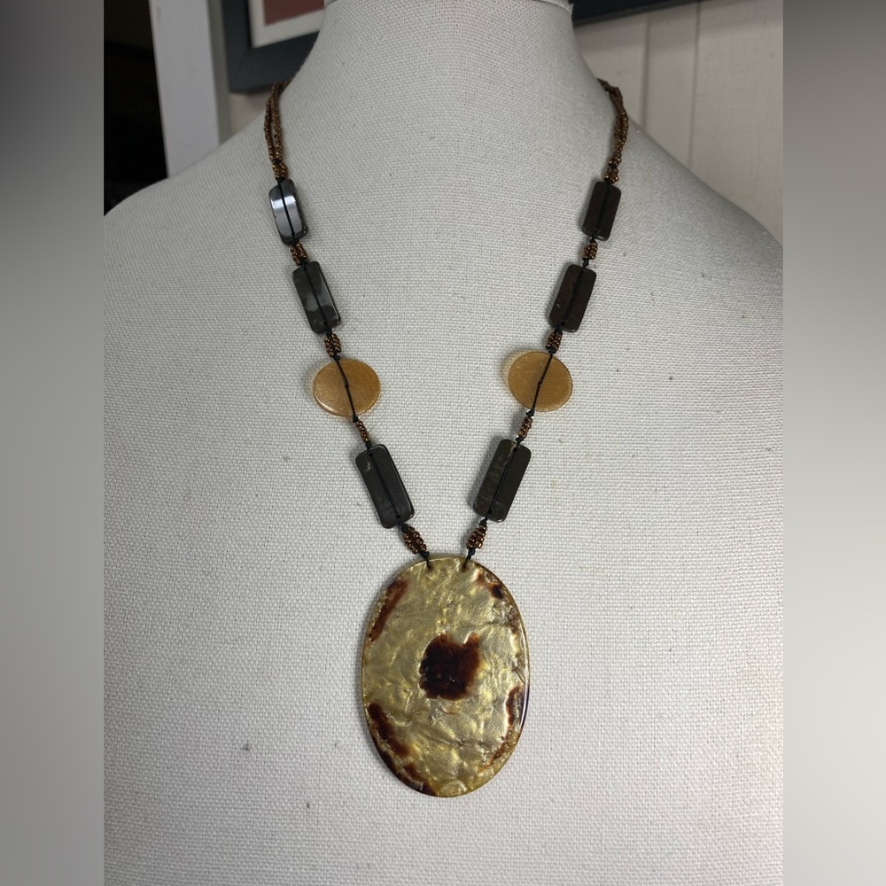 Unique artisan style neutral tones necklace